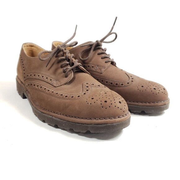 Rockport Mens Size 8.5 Brown Leather Brogue Lace-Up Shoes Rugged Sole - Picture 1 of 9